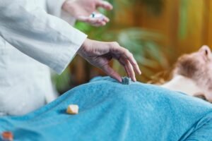 Crystal Healing Session in Therapy Room