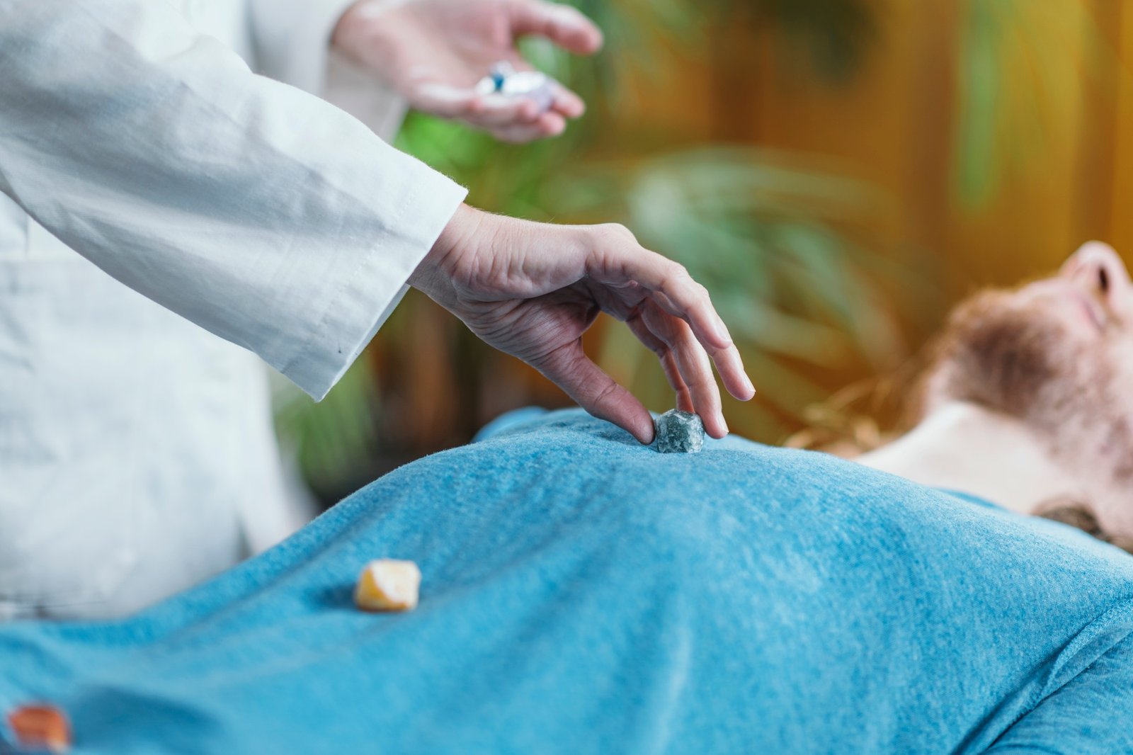 Crystal Healing Session in Therapy Room